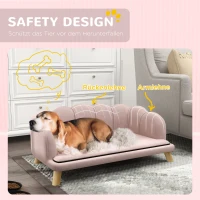 PawHut Huisdierensofa voor Middelgrote en Grote Honden tot 25 kg, Stevig Hout, Gepolsterd, Roze(m-5)