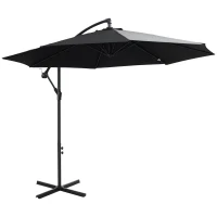 Outsunny afneembare parasol zweefparasol zwengelparasol met handkruk, zwart(m-11)