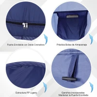 Outsunny Tienda de Ducha Pop Up con Protección UV Techo Impermeable y Asa para Camping Playa 100x100x185 cm Azul Turquí(m-6)