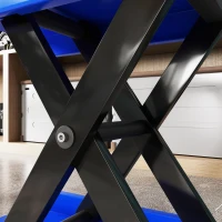 DURHAND Cavalletto Alzamoto Pieghevole e Antiscivolo in Acciaio e Gomma, 48x22.5x10-37 cm, Blu e Nero(m-7)