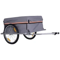 HOMCOM Transportaanhanger fietsaanhanger fiets opvouwbaar CargoTrailer grijs(m-11)