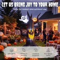 Outsunny 8 FT Halloween Inflatable Spooky Tree, Blow Up Decoration with Ghost and Pumpkin for Garden Indoor Outdoor Decor(m-4)