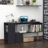 HOMCOM Bureau Informatique multimédia modulable Design Contemporain Zig zag bibliothèque intégrée Panneaux Particules Noir métal(m-10)