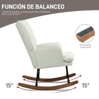 HOMCOM Silla Mecedora con Reposapiés Cojín Acolchado y Reposabrazos Carga 130 kg Crema(m-4)