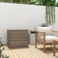 Outsunny Baule da Esterno in Rattan PE e Acciaio con Fodera Interna, 75x75x70 cm, Nero e color Sabbia(m-10)
