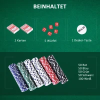 HOMCOM Pokerkoffer pokerset 500 pokerchips 5 kleuren 2x kaartspel 5x dobbelstenen 1x aluminium koffer(m-7)
