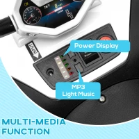 AIYAPLAY 12V Kids Electric Quad Bike w/ Spring Suspension System, Forward, Backward, LED Light, Music, MP3, White(m-7)