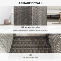 Outsunny Dulap de Grădină din Ratan PE cu 2 Compartimente, 60x63x120cm, Gri(m-6)