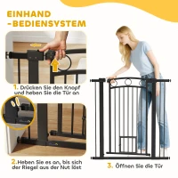 PawHut 106 cm hoog huisdierenhek met aanpasbare breedte, ingebouwde kattendeur, voor trappen en deurposten, Zwart(m-6)