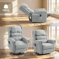 HOMCOM Velvet-Feel Electric Riser Recliner Chair - Grey(m-3)