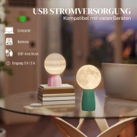 HOMCOM tafellampenset in planeten-Optiek, 3-kleurig, USB, kunststof, wit(m-6)
