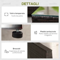 Outsunny Mobili da Giardino in Rattan e Alluminio Set 8 Pezzi, Salotto da Giardino Componibile con Divani e Tavolino da Esterno(m-7)