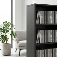 HOMCOM 835 CD/500 DVD Storage Unit, Blu-ray Media Storage Shelf with 27 Compartments and 21 Adjustable Shelves, Black(m-12)