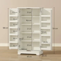 HOMCOM Armário Despenseiro de Cozinha com 2 Portas, 16 Prateleiras e Prateleira Ajustável para Sala de Jantar e Sala de Estar, 60x40x120 cm, Creme(m-3)