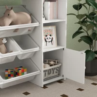 AIYAPLAY Scaffale Portagiochi per Bambini con 8 Contenitori Rimovibili e Armadietti, 140x30x90 cm, Bianco(m-9)