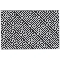 Outsunny Alfombra de Exterior Reversible 182x274 cm con Patrón Geométrico Acabado Impermeable Blanco y Negro(m-1)