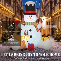 Outsunny 7ft Giant Christmas Inflatable Snowman with 2 Reindeer, Outdoor Blow Up Christmas Decoration with LEDs, Bag(m-4)