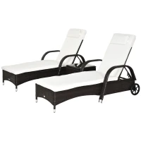 Outsunny Poly-rotan ligstoelset met tafel ligbank voor buiten tuinmeubelen met kussens(m-8)