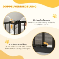PawHut Veiligheidshek voor Honden, Afscheidingshek, Huisdierenbeschermend Gitter, Metaal, Kunststof, 74-80/87-94 cm, Zwart(m-4)