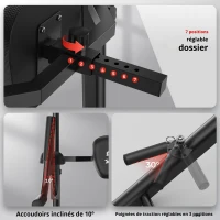 Power Tower Dip-Station barre de traction, double base triangulaire, multifonctionnelle, 107,4x81,3x235 cm, Noir(m-7)