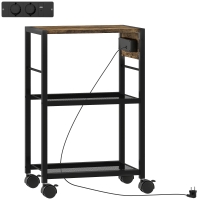 HOMCOM Druckerständer Druckeregal mit Rollen, Steckdosen, USB- und USB-C-Anschlüsse bis 40 kg Rustikalbraun