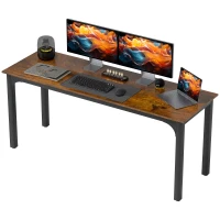 HOMCOM Bureau, Computertafel, rustiek ontwerp, ruime ruimte, spaanplaat, Bruin(m-10)