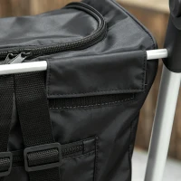 HOMCOM Boodschappentrolley, 46 liter tas, inklapbare winkelwagen met koeltas, verstelbare handgreep, aluminium frame, zwart(m-10)