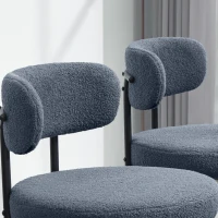 HOMCOM Set van 2 eetkamerstoelen, fleece-bekleding, stoelen met gestoffeerde zitting, metalen poten, grijs(m-9)