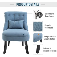 HOMCOM relaxstoel met rugkussen tv-stoel fauteuil verhoogde poten linnen(m-4)