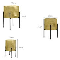 Outsunny Bloemenstandaard, set van 3, roestvrij metalen frame, voor binnen en buiten, zwart/goud(m-3)