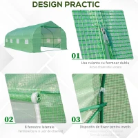 Outsunny, sera pentru gradina cu acoperis, 6x3x2, verde | Aosom Ro(m-6)