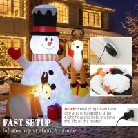 Outsunny 7ft Giant Christmas Inflatable Snowman with 2 Reindeer, Outdoor Blow Up Christmas Decoration with LEDs, Bag(m-5)