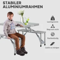 Outsunny Opvouwbare Campingtafel met 4 Stoelen, Aluminium, 85,5 x 135cm Grijs(m-5)