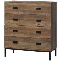 HOMCOM Commode 4 tiroirs meuble de rangement design industriel piètement métal noir 80 x 39 x 95 cm(m-12)