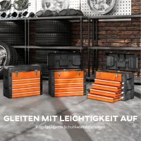 HOMCOM Lege gereedschapskist, 49,7 x 25,3 x 40,7 cm, gereedschapskoffer met 4 laden, mini-box, staal, oranje(m-6)