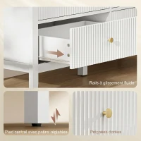 HOMCOM Commode à 6 Tiroirs, Meuble de Rangement, Chiffonnier avec Façades Rainurées, 100 x 40 x 78 cm, Blanc(m-6)