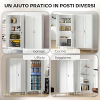 HOMCOM Armadio per Ufficio in Acciaio a 3 Ripiani Regolabili con Serratura e 2 Chiavi, 80x40x175 cm, Bianco(m-6)