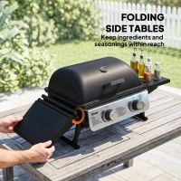Outsunny Two-Burner Compact Gas Grill - Black(m-5)