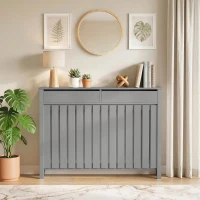 HOMCOM 93 x 119cm Modern Radiator Cover - Grey(m-2)