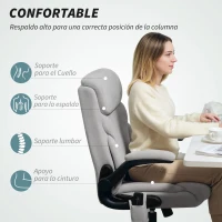 HOMCOM Silla de Oficina con Masaje Altura Ajustable y Reposabrazos Abatibles Tapizado Transpirable 66x67x113-121 cm Gris(m-6)