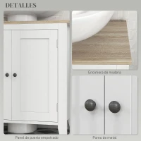 kleankin Mueble para Debajo del Lavabo Armario Bajo con 2 Puertas y Estante Ajustable Estilo Moderno 60x30x60 cm Blanco(m-7)