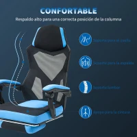 Vinsetto Silla Gaming con Reposapiés Altura Regulable y Respaldo Reclinable 135° 58x63x112-122 cm Azul y Negro(m-4)