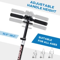 HOMCOM Foldable Kick Scooter with Double Shock Absorption and Big Wheels, Height Adjustable Aluminium Frame Big Wheel Scooter for 14+ Teens Adult - White(m-4)