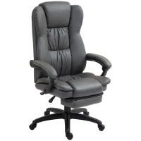 Vinsetto Verstelbare draaistoel met voetsteun, hoofdsteun, massagefunctie, kunstleer, 68,5x68,5x113-121cm, donkergrijs(m-10)