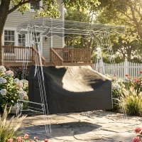 Outsunny 2-zits tuinbankhoes, waterdichte beschermhoes, winddicht en UV-bestendig, 420D Oxford-stof(m-8)