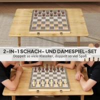 SPORTNOW vouwbaar spelset, schaak en dam, compacte koffer, walnoot, accessoires(m-4)