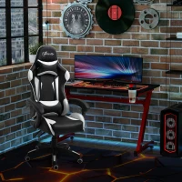 Vinsetto Silla Gaming Profesional Silla de Escritorio Ergonómica Reclinable y Ajustable en Altura con Respaldo Alto Reposacabezas y Reposabrazos 66x66x128-138 cm Blanco(m-2)