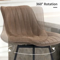 HOMCOM Set of 2 PU Leather Swivel Bar Stools - Brown(m-5)