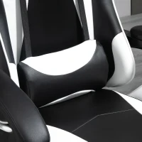 Vinsetto Silla Gaming Profesional Silla de Escritorio Ergonómica Reclinable y Ajustable en Altura con Respaldo Alto Reposacabezas y Reposabrazos 66x66x128-138 cm Blanco(m-8)