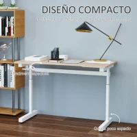 Vinsetto Escritorio de Pie 120x60x72-117 cm con Altura Ajustable Manual con Manivela Mesa para Ordenador para Oficina Estudio Salón Estilo Racing Carga 150 kg Natural(m-4)